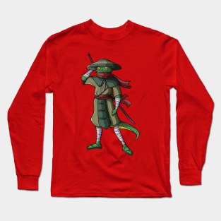 Samurai lizard illustration Long Sleeve T-Shirt